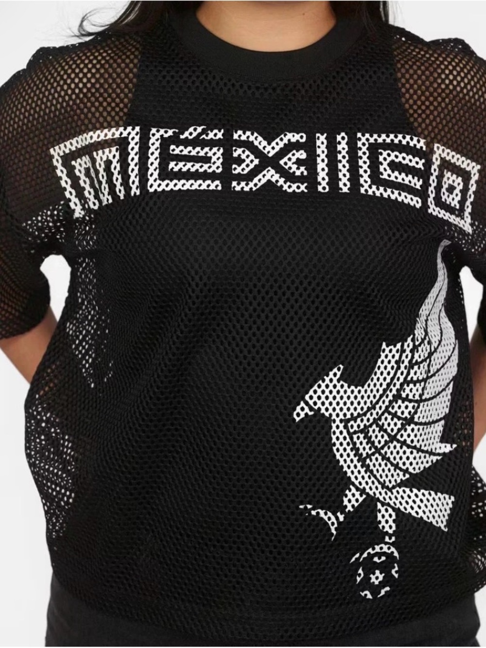 Mexico National Football Soccer Team Black Sporty Mesh Top Women's SM NEW $59